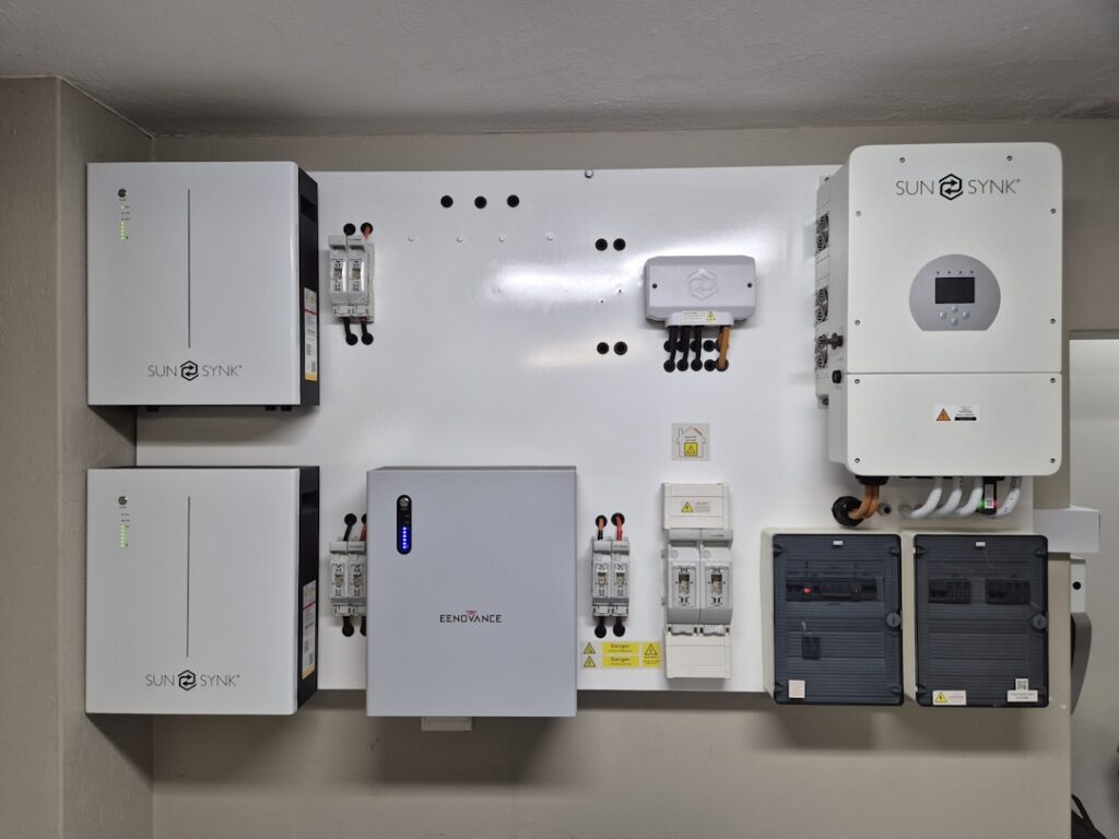 home battery storage system installed in California garage with solar panels
