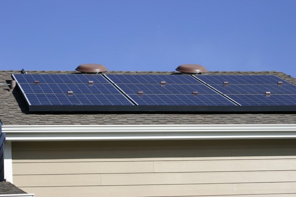 solar panels and battery storage system on a modern home rooftop